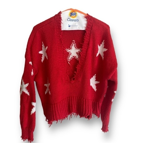 WILDFOX Stars Boho Style Romantic Palmetto Knit Sweater Cropped Fringed … - Picture 4 of 12